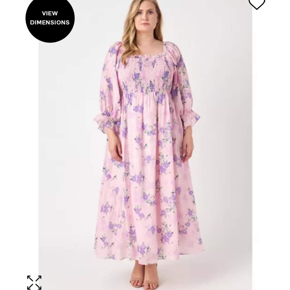 English Factory linen blend dress in color peony - size 1x